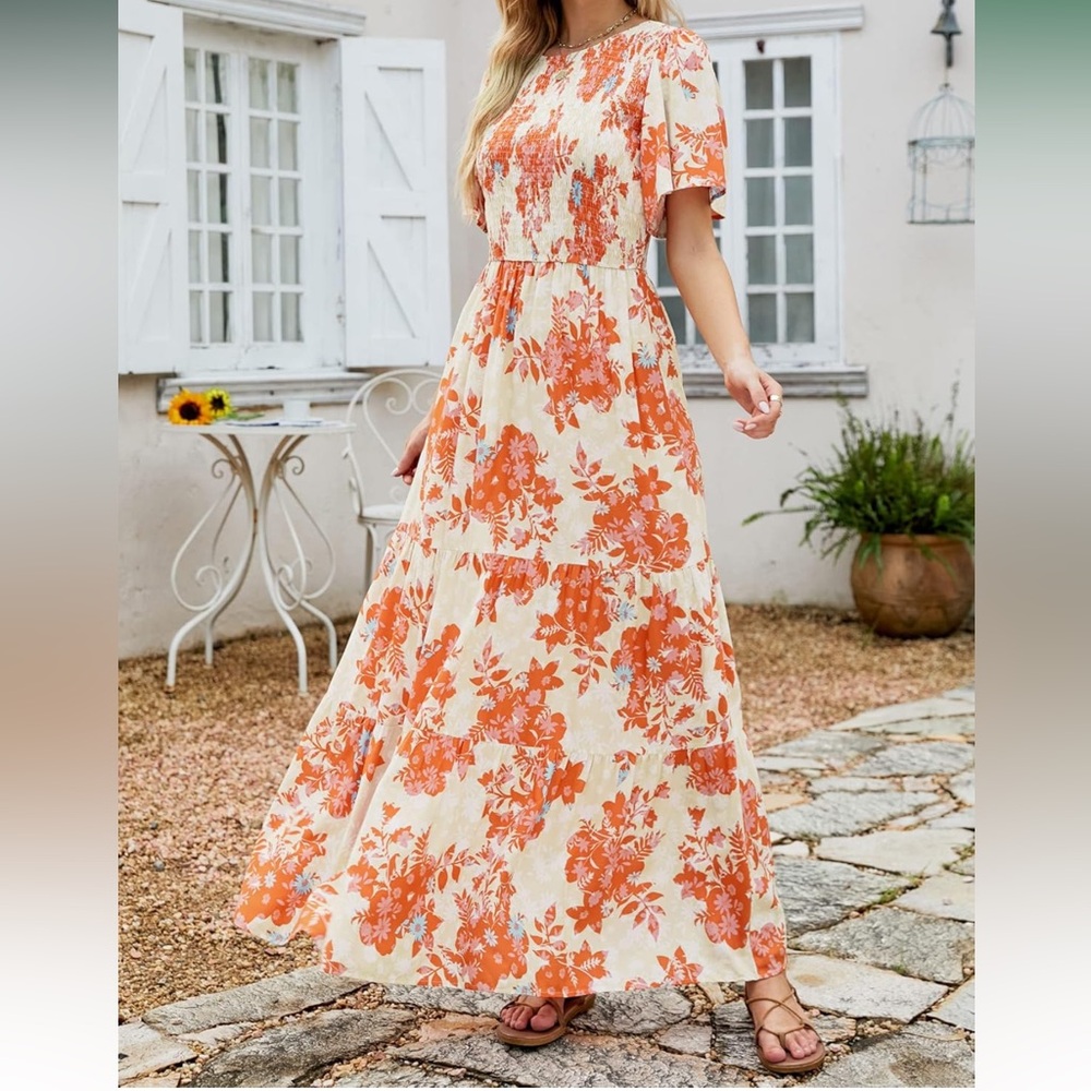 Floral Orange Maxi Dress